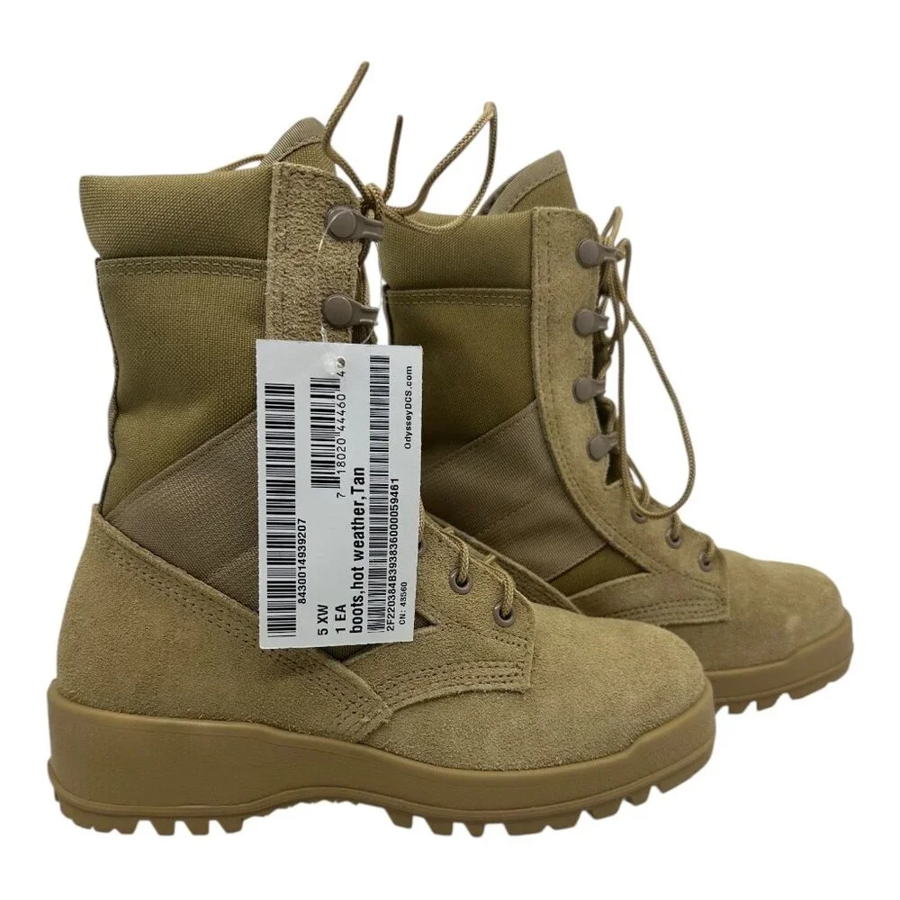 Odssey Mens SZ. 5.0 EW Combat Military Boots Tan Suede Hot Weather Tactical NWTS